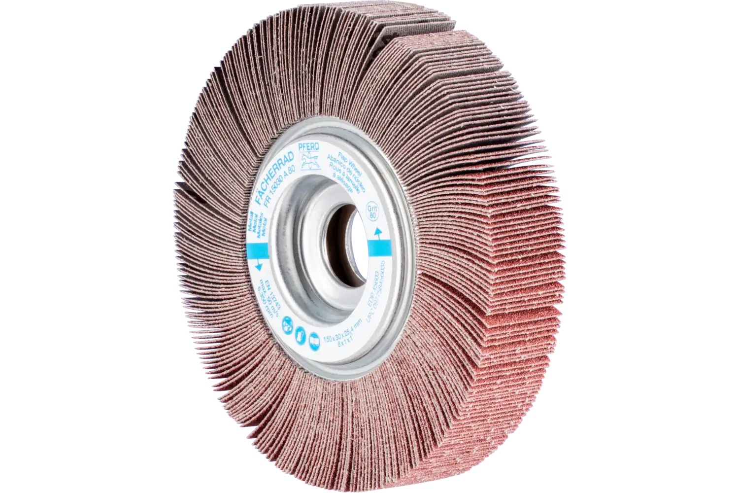 Picture of Pferd Unmounted Flap Wheel, 6" X 1, 1" Arbor, 80 Grit, Aluminum Oxide